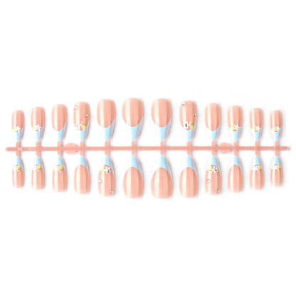 Künstlerische florale und mit Juwelen verzierte Press-On Nail Art Brehn