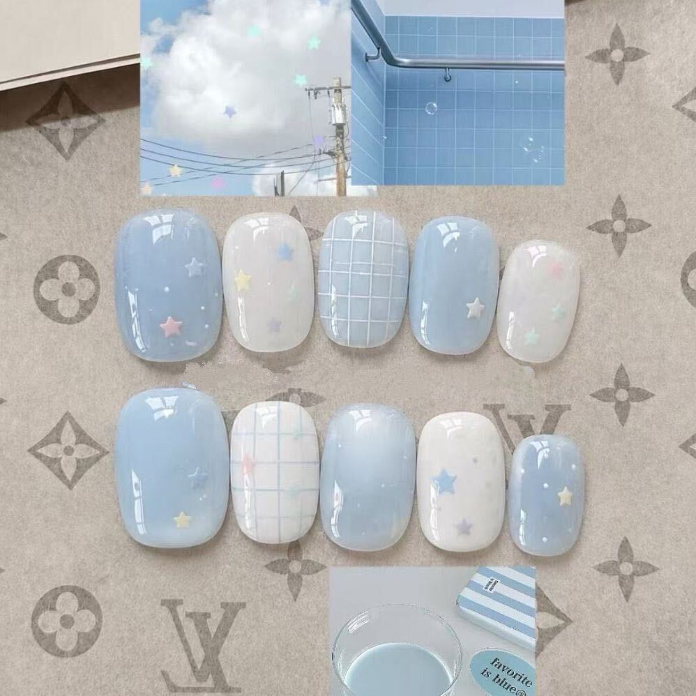 Elegantes Press-On-Nagelkunst-Set mit Schleife und Punkten Brehn
