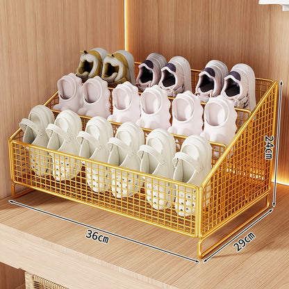 Kompakter gestufter Drahtgitter-Slipper- und Schuh-Organizer-Regal