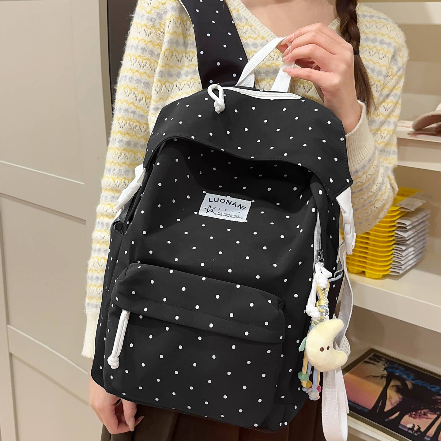 Punkte-Canvas-Rucksack Brehn