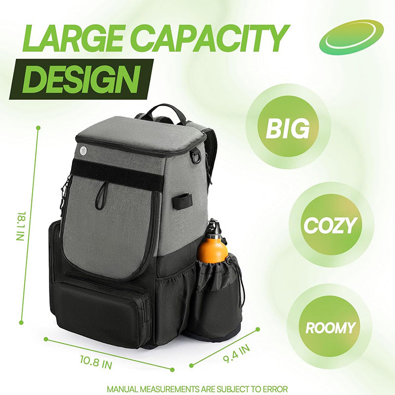 Unisex nan robuster Discgolf Rucksack mit gepolstertem Scheibenfach, seitlichem Flaschenhalter und multifunktionalen Zubehörfächern Brehn