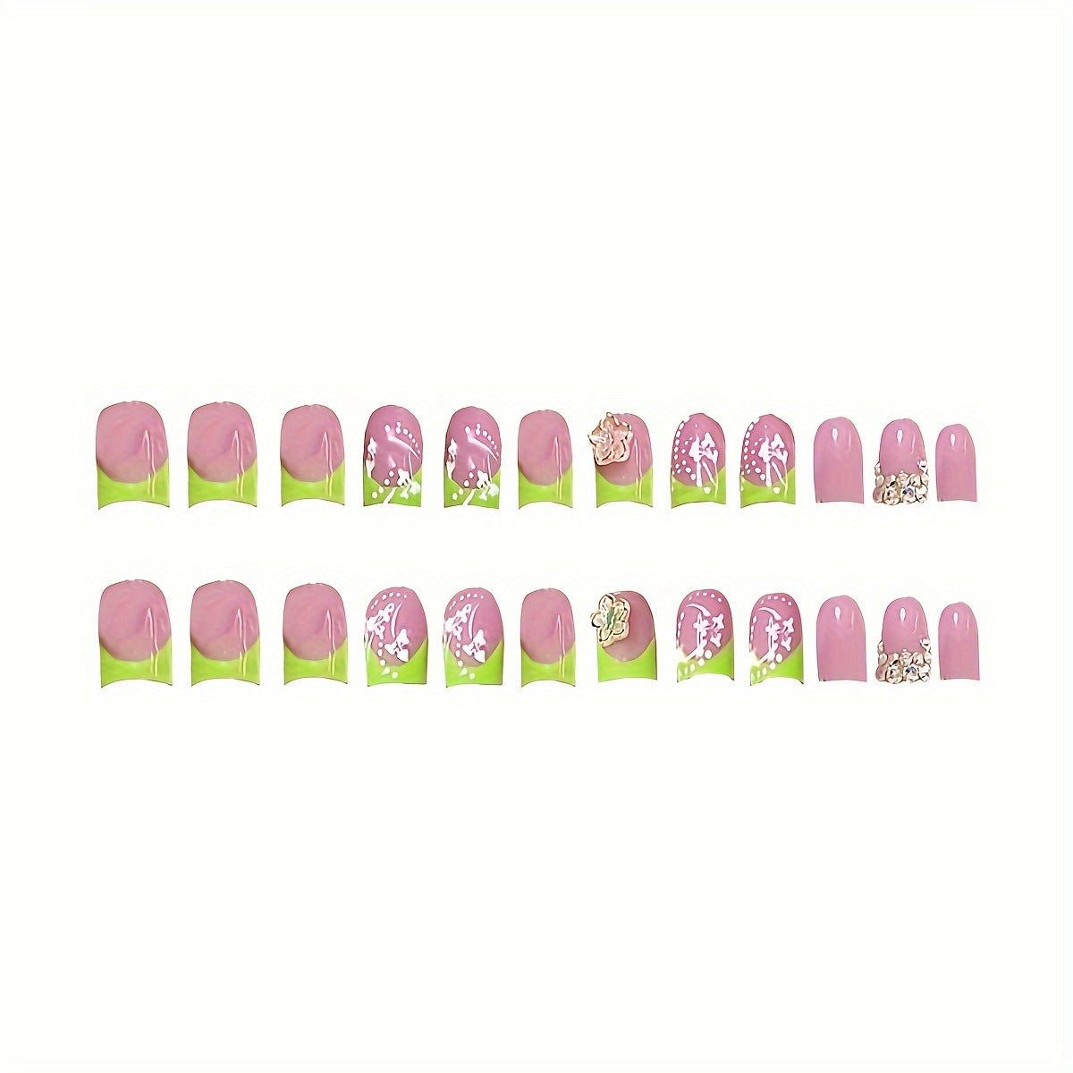 Dekoratives Nagelkunstset mit floralen und Strassakzenten Brehn