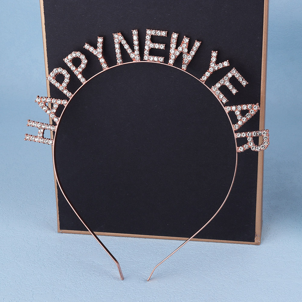 Damen Glitzernder Haarreif mit "Happy New Year"-Aufschrift Brehn