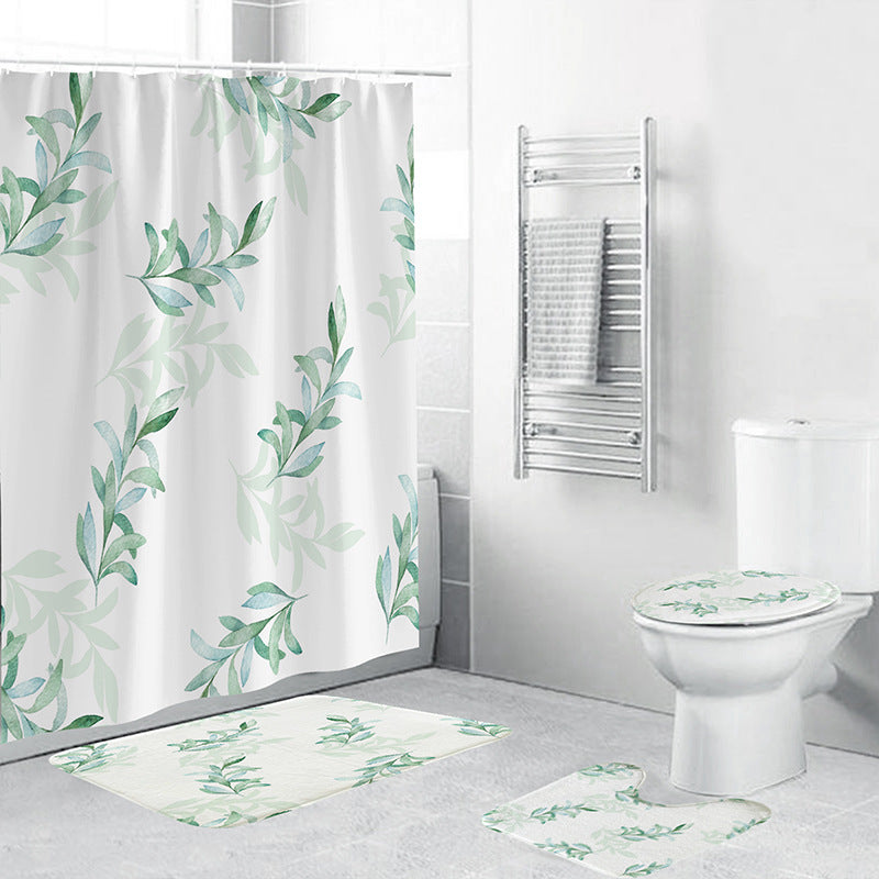 Tropisches Blattdruck Badezimmer Set Brehn