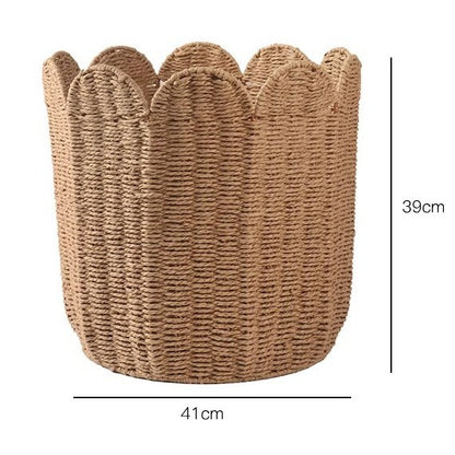 Woven Storage Basket with Decorative Scalloped Edge Brehn