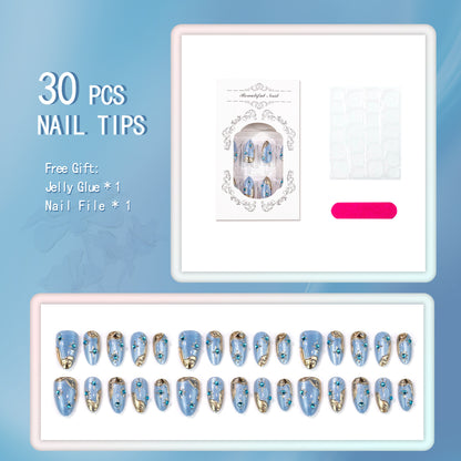 Dekoratives Press-On Nail Art Set mit Glitter und Juwelenakzenten