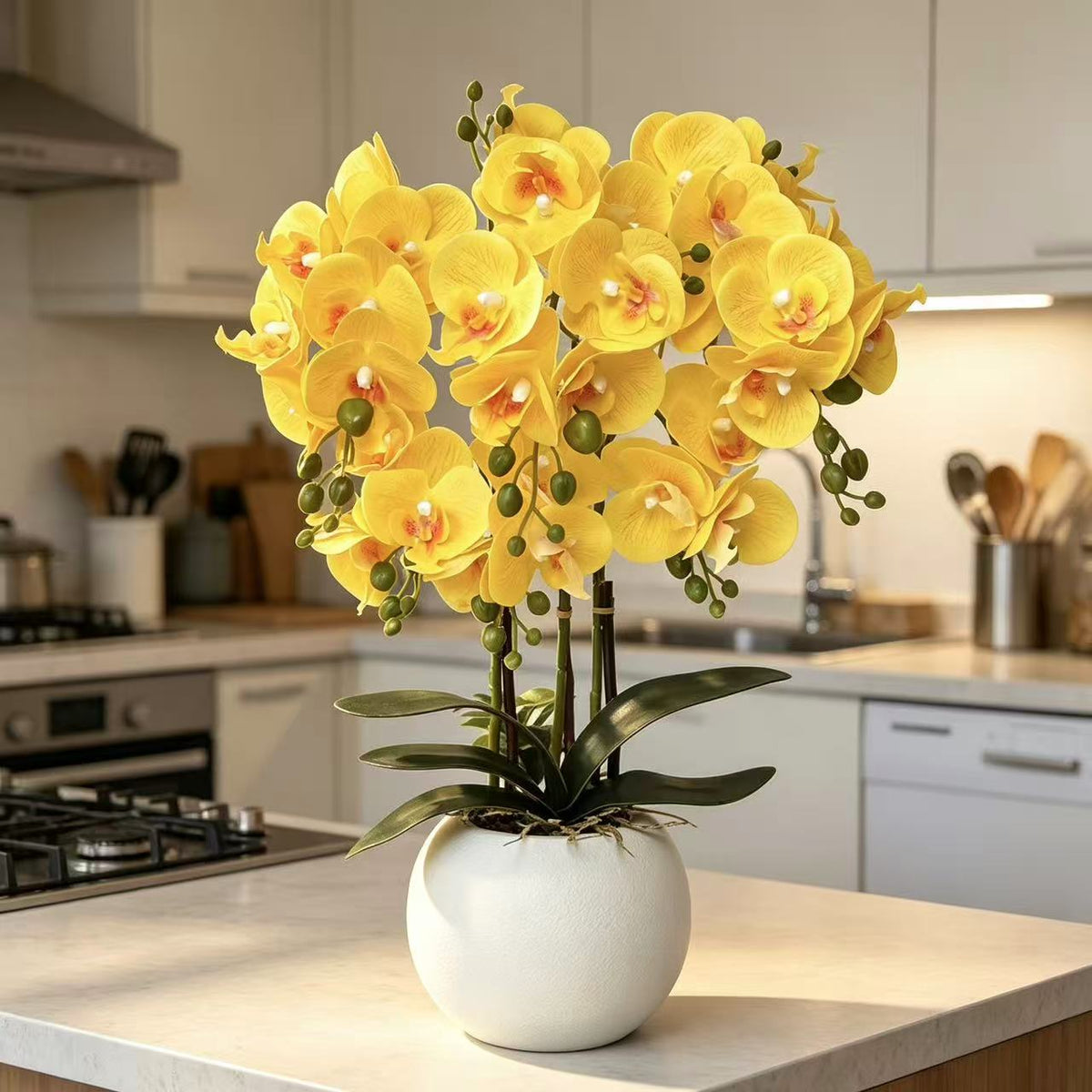 Elegante Künstliche Gelbe Orchideenarrangement für die Wohnkultur