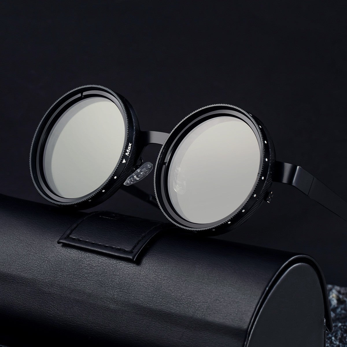 Damen Runde Retro-Sonnenbrille mit markantem Metallrahmen Brehn