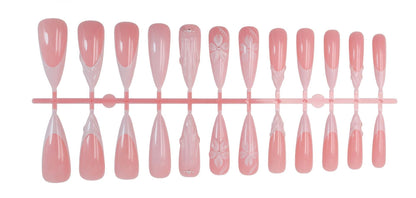Kunstnagelset mit eleganten 3D-Blütenverzierungen Brehn