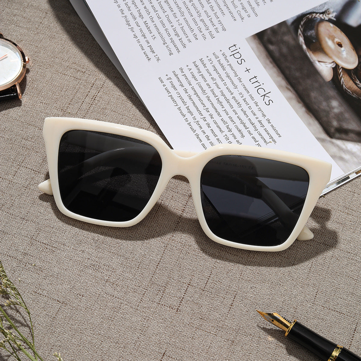 Damen geometrische Sonnenbrille mit schützendem UV-Filter und stylischem Schildpatt-Design Brehn