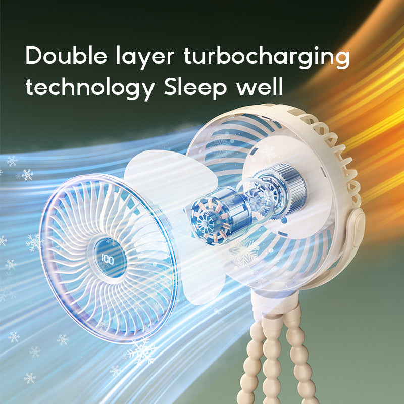 Unisex nan tragbarer wiederaufladbarer Clipventilator mit digitaler Anzeige, flexibler Klemme und mehrstufiger Geschwindigkeitsregelung Brehn