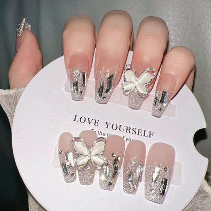Premium dekorative Schmetterlings Press-On Nagelverlängerungen Brehn