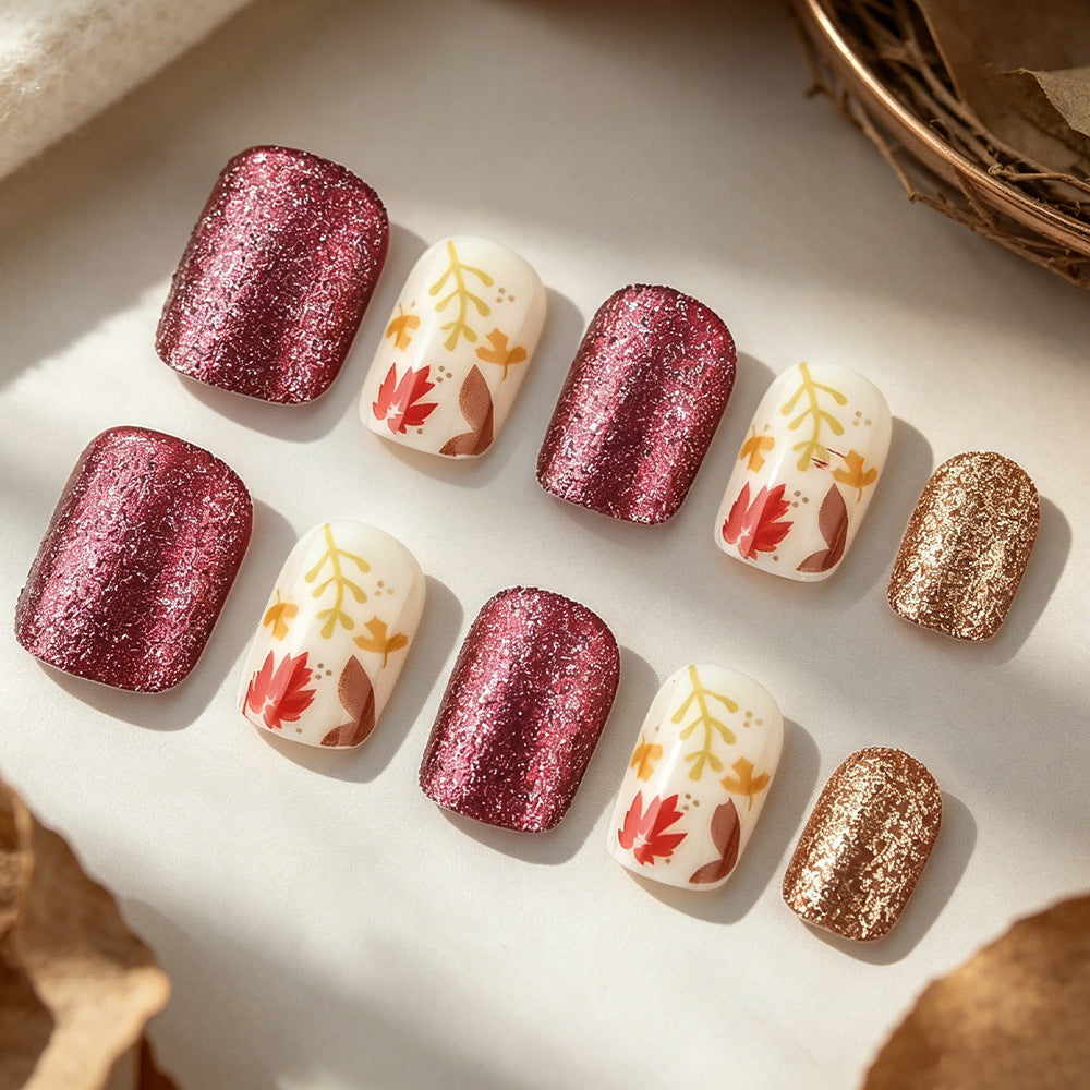Saisonale herbstliche Druck-Nagelkunst Brehn