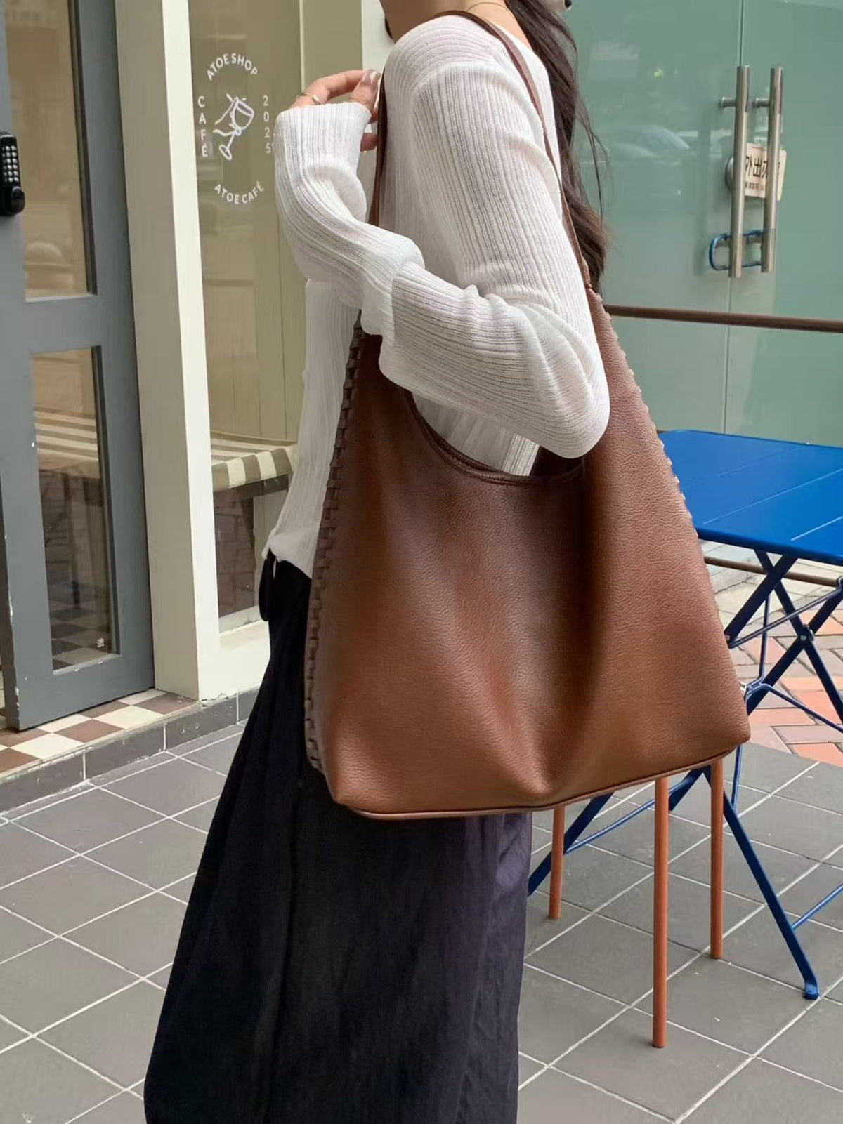 Moderne Vegane Leder Schlappe Tote Tasche