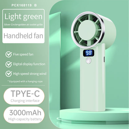 Unisex Handventilator mit digitaler Anzeige und fünf Geschwindigkeitsstufen Brehn