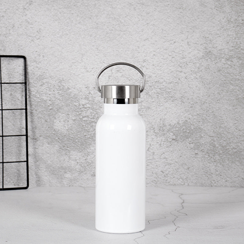 Damen Edelstahl Trinkflasche mit Bambusdeckel und Tragegriff Brehn