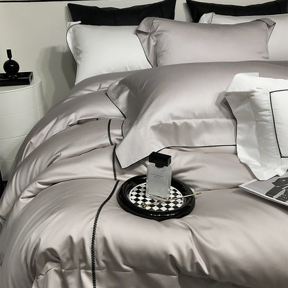 Luxus Satin Bettwäsche Set mit geketteltem Rand und hypoallergenem Mikrofaser