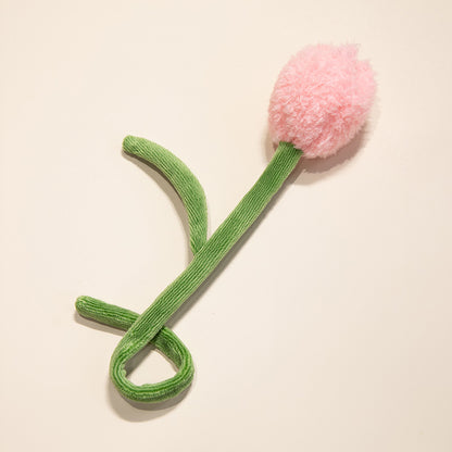 Plüsch Cordhosen Tulpe Katzenspielzeug mit flauschigem Pom-Bud & flexiblem Stiel Brehn