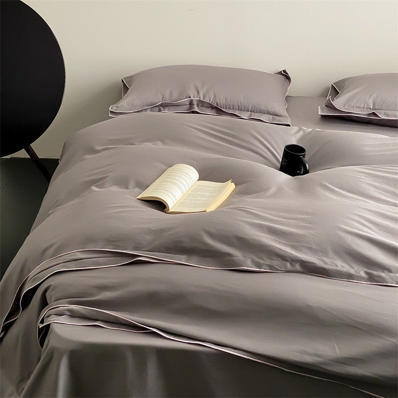 Luxuriöses Bettwäsche-Set aus Satin-Mikrofaser mit feiner Paspelierung