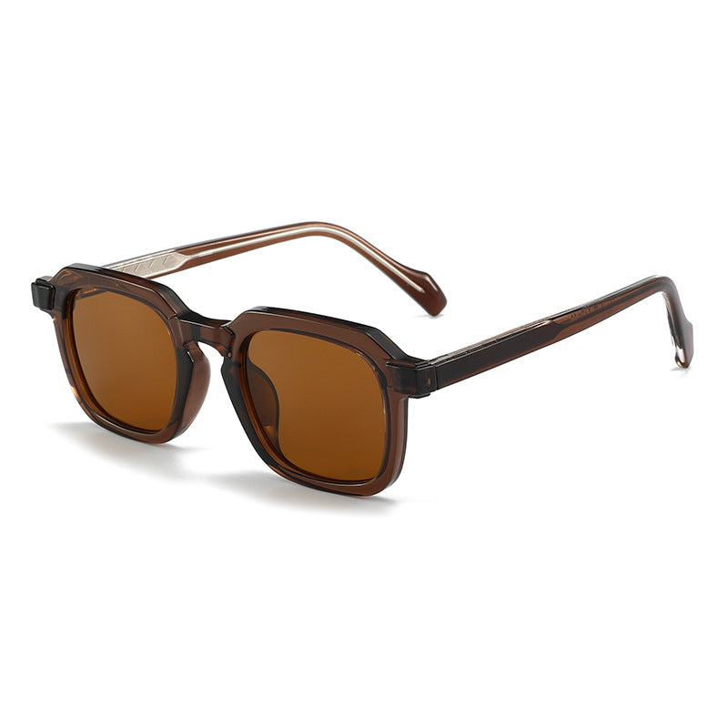 Damen moderne, geometrische Sonnenbrille mit stilvollem, robustem Rahmen Brehn