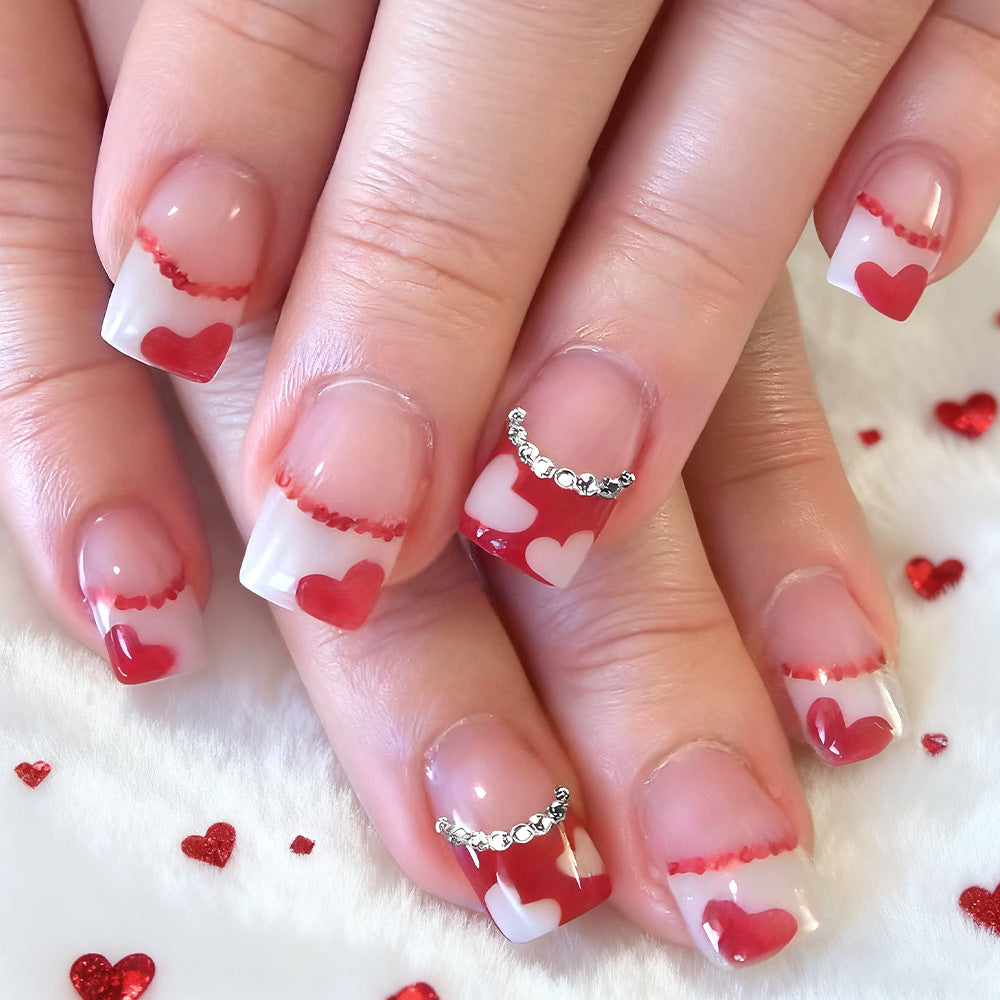 Herz-verzierte Acryl Press-On Nagelkunst Brehn