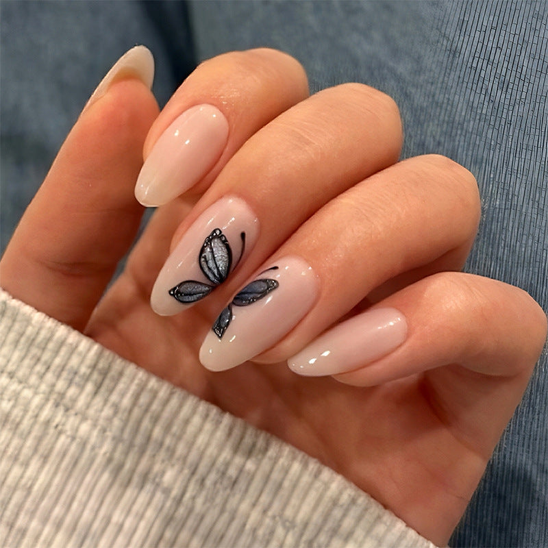 Künstlerisches Press-On-Nagelset mit elegantem Schmetterlingsdesign Brehn