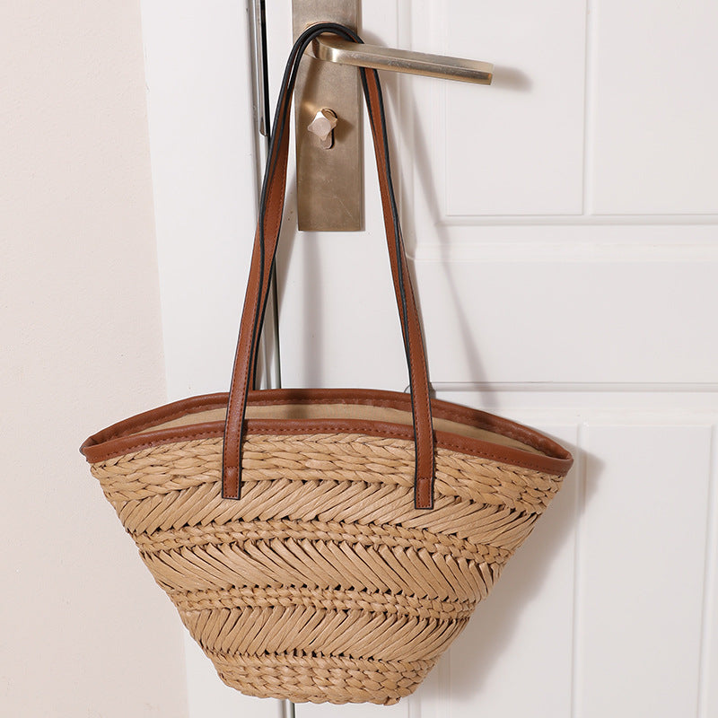 Damen Korb-Handtasche mit stilvollen Lederakzenten Brehn