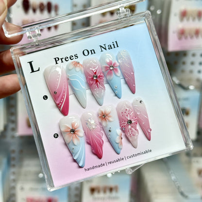 Künstlerische Florale Press-On Nägel  1791773241