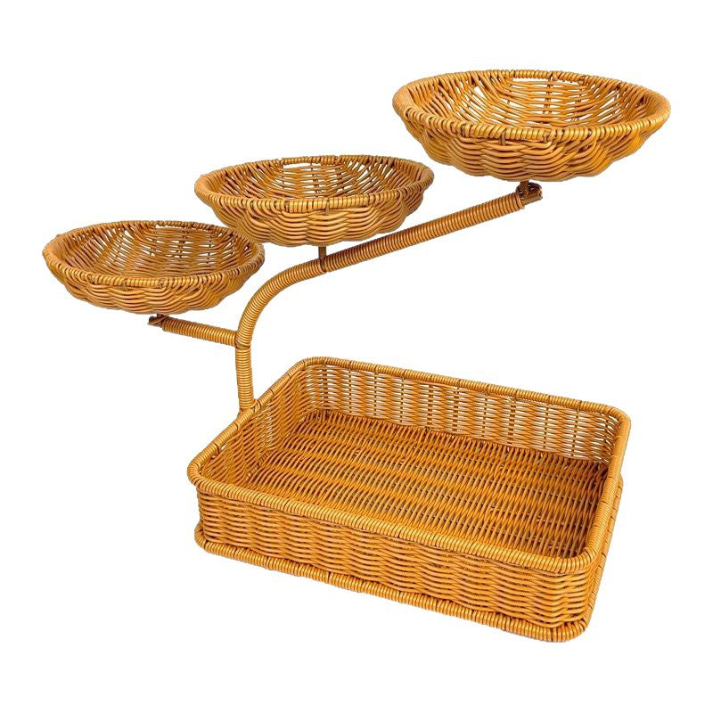 Unisex Obst- und Gemüseablage aus Rattan mit mehreren Etagen Brehn