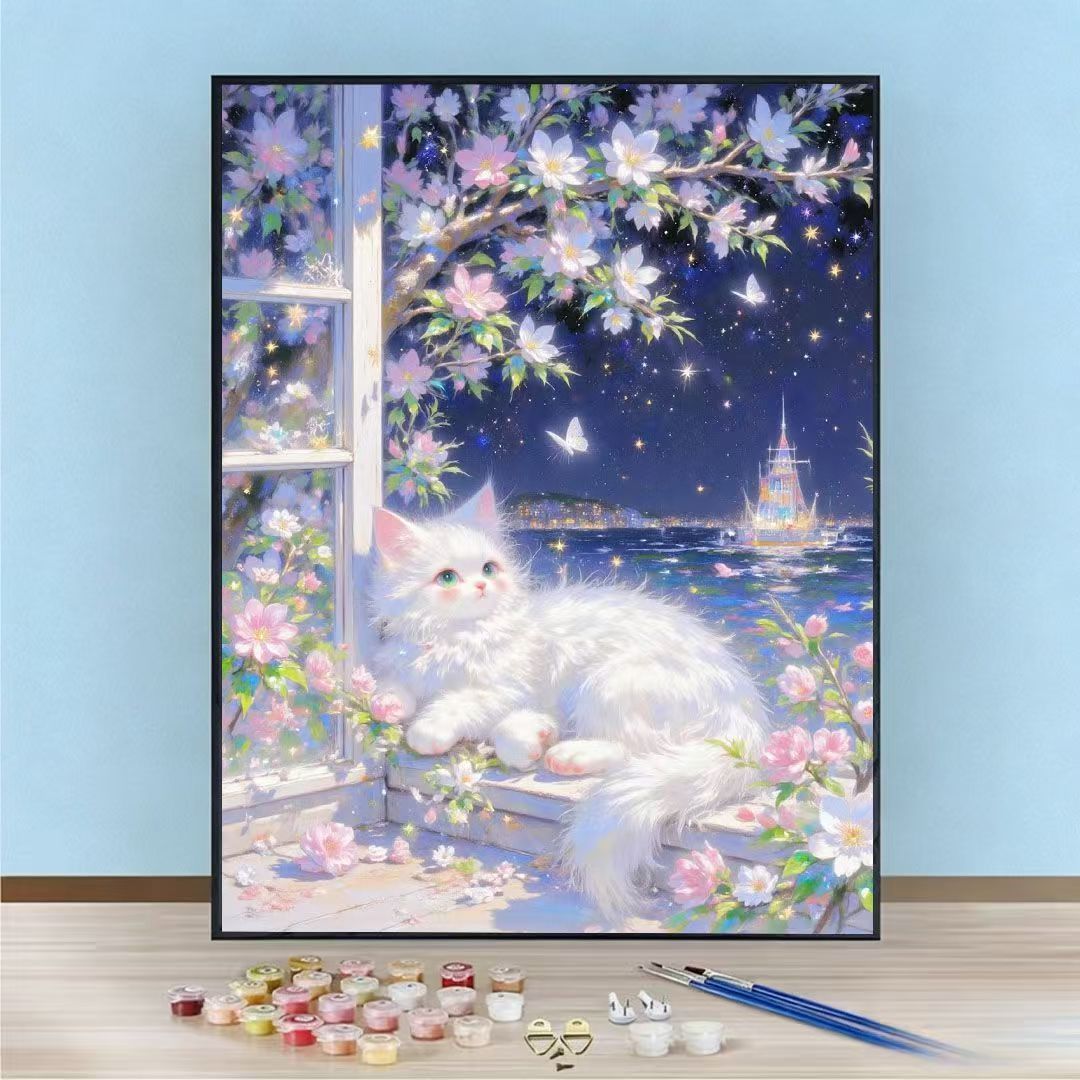 DIY-Katzen-Themen Malen nach Zahlen Kunst-Kit Brehn