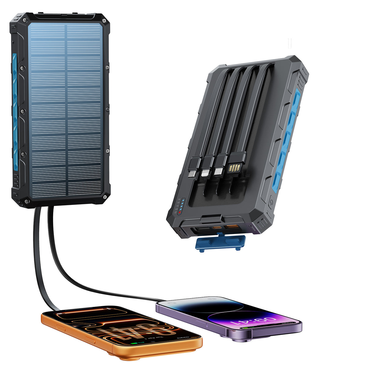 Solar Powerbank mit Multifunktionalem Anschlusssystem und Schnellladefunktion Brehn