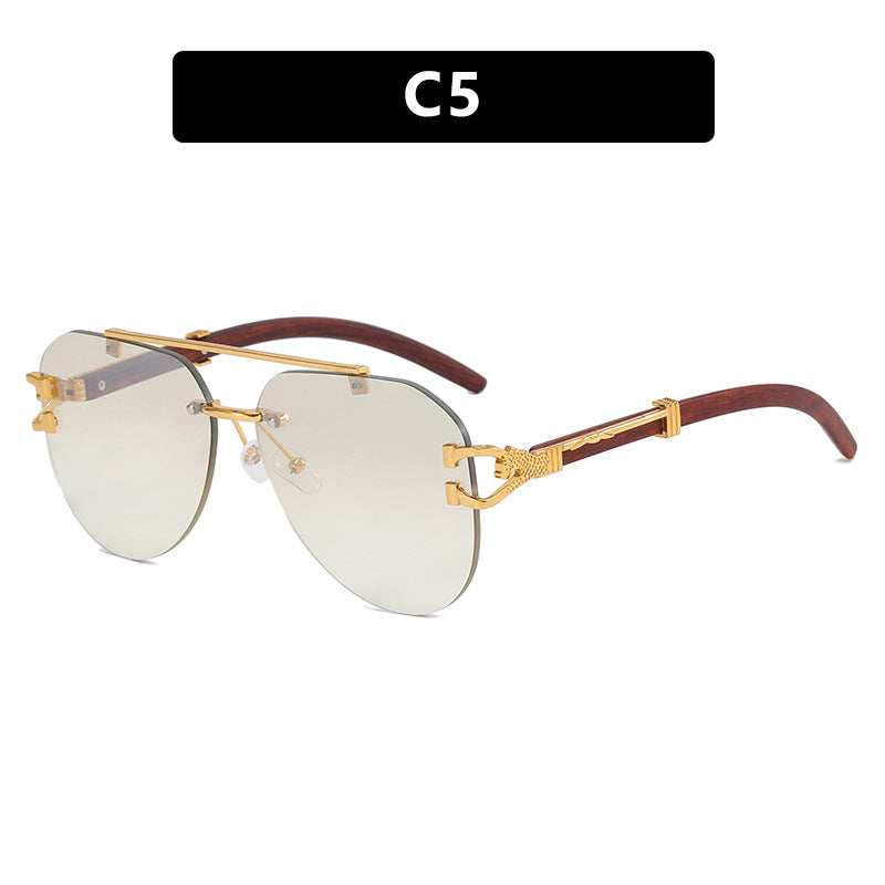 Damen modische Piloten-Sonnenbrille mit luxuriösen Metallakzenten und Holzdetails Brehn