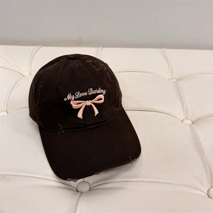 Damen Distressed Baumwoll-Baseballmütze mit Schleifenstickerei Brehn
