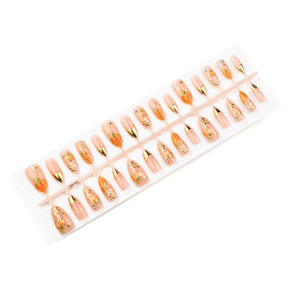 Herbst-inspiriertes Press-On Nagelkunst-Set Brehn