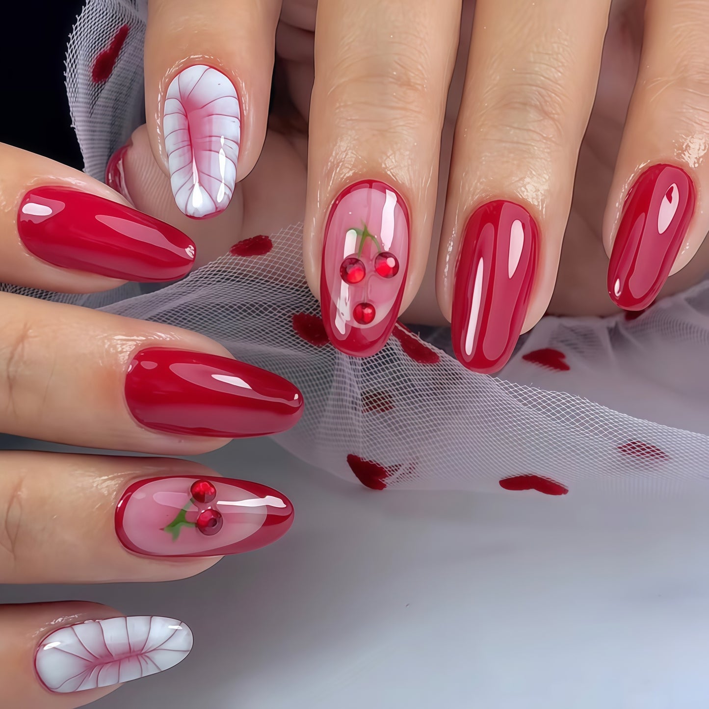 Kreative Cherry Nagelkunst Verlängerungen Brehn