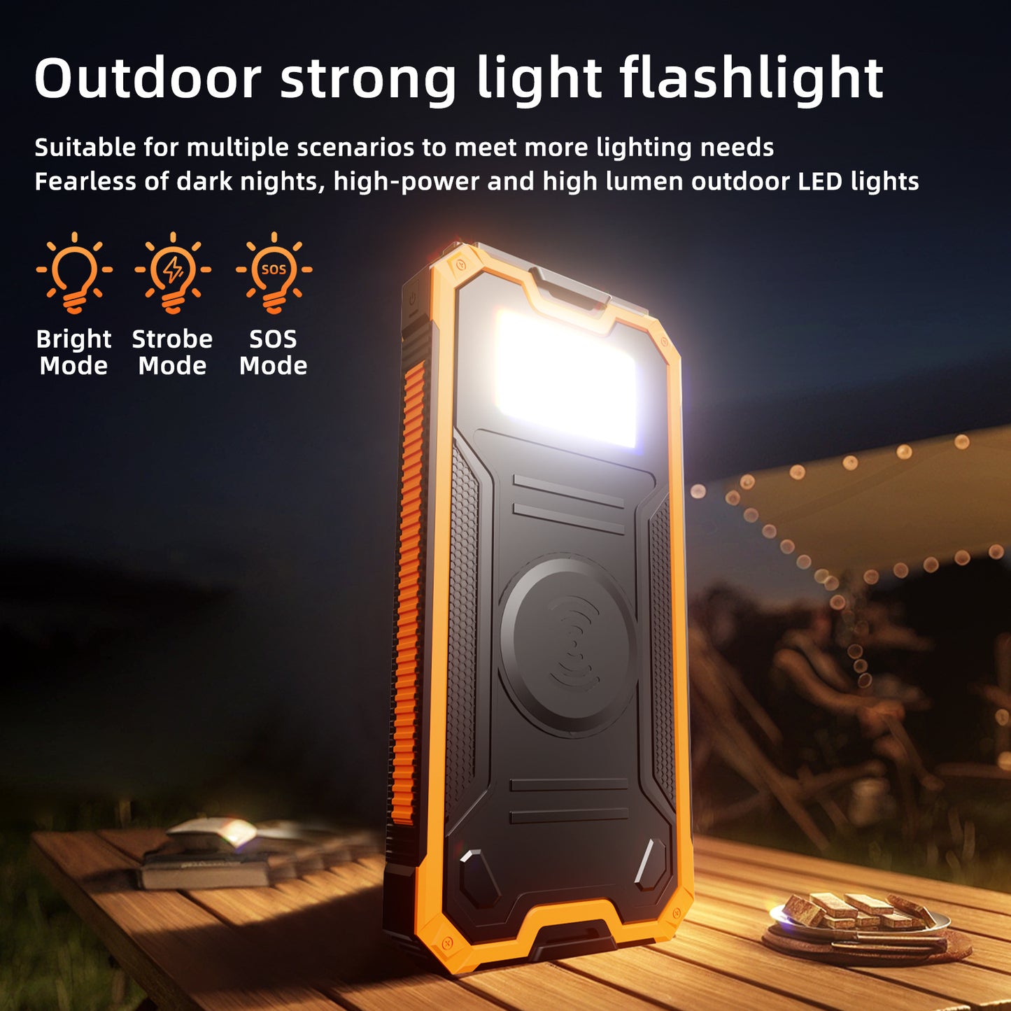 Solarbetriebene Powerbank mit Schnellladefunktion und Kabelloser Ladeoption Brehn