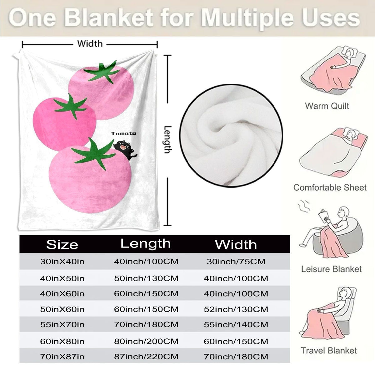 Launische Tomato-Print Fleece-Wurfdecke