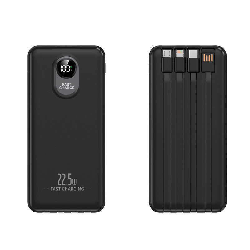Tragbare Powerbank mit 22,5 W Schnellladefunktion und integrierten Kabeln Brehn
