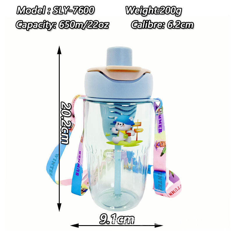 Damen verspielte Trinkflasche mit herausnehmbarem Strohhalm Brehn