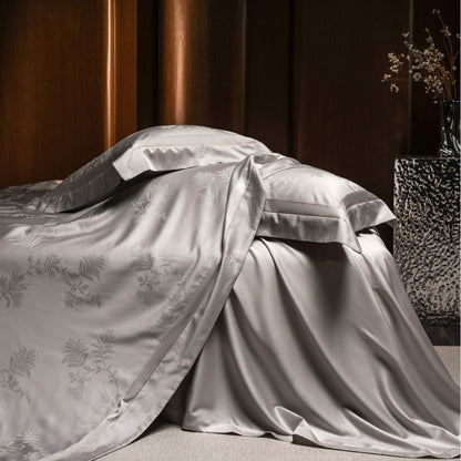 Jacquard Botanical Satin Bettbezug Set mit Kissenbezügen