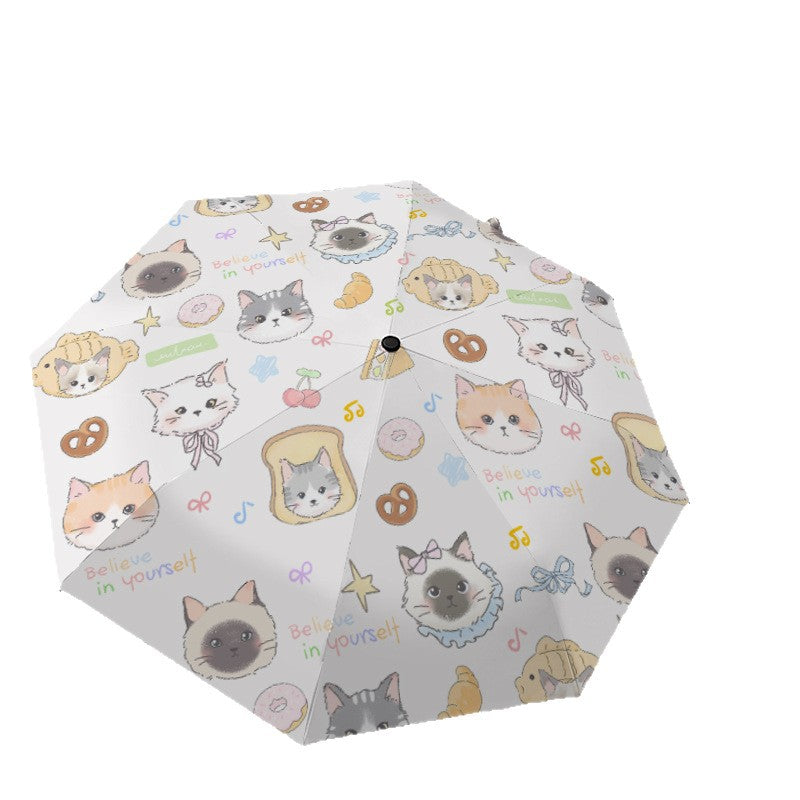 Damen Regenschirm mit süßem Katzenmuster Brehn