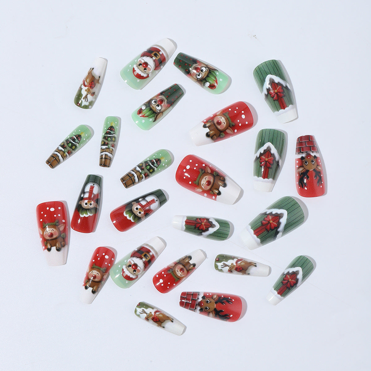 Weihnachtskunstnagelset mit niedlichen Weihnachtsmotiven Brehn