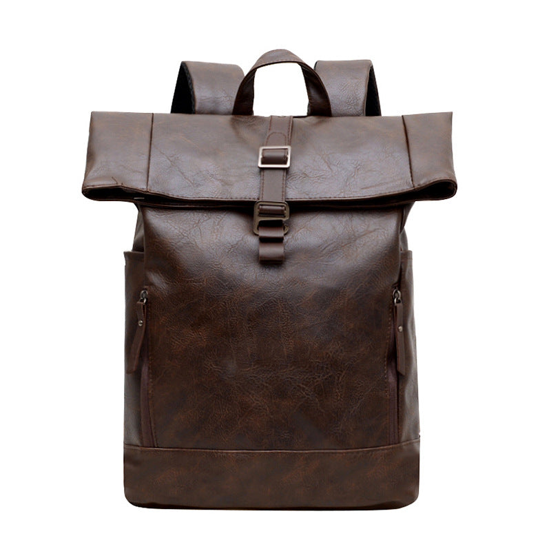 Vintage Leder Rolltop Rucksack Brehn