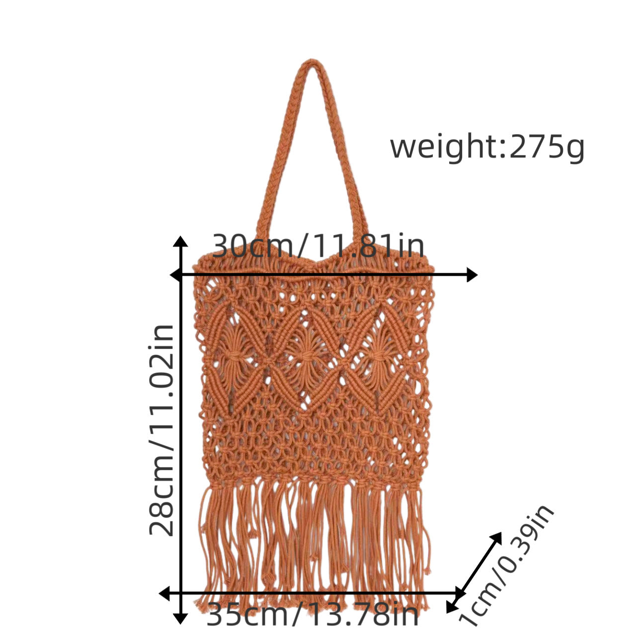 Makramee Schultertasche mit Fransigem Design Brehn