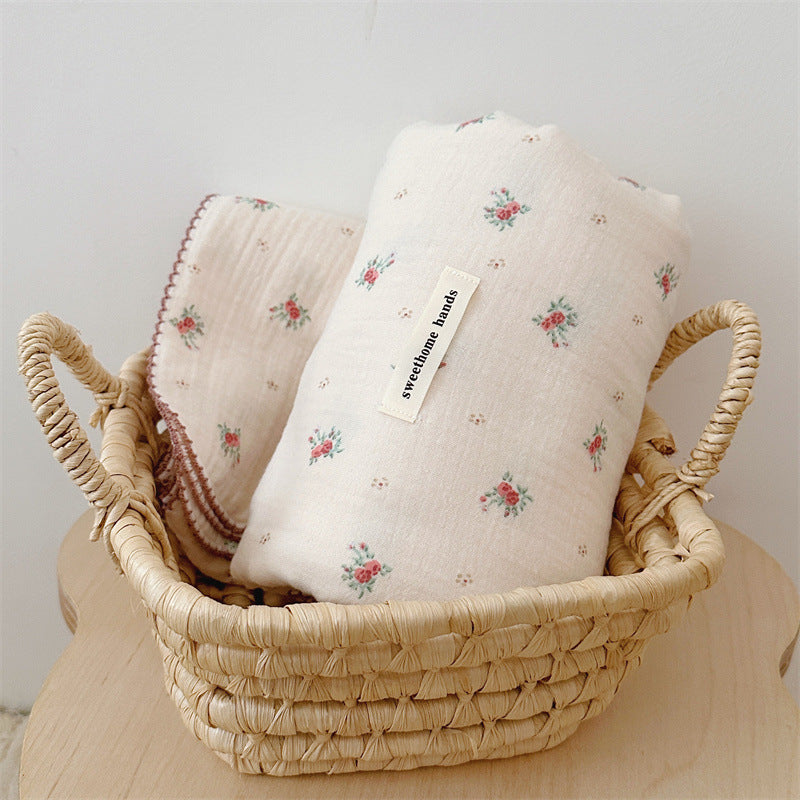 Unisex kuschelige Musselin-Decke mit elegantem floralen Muster Brehn