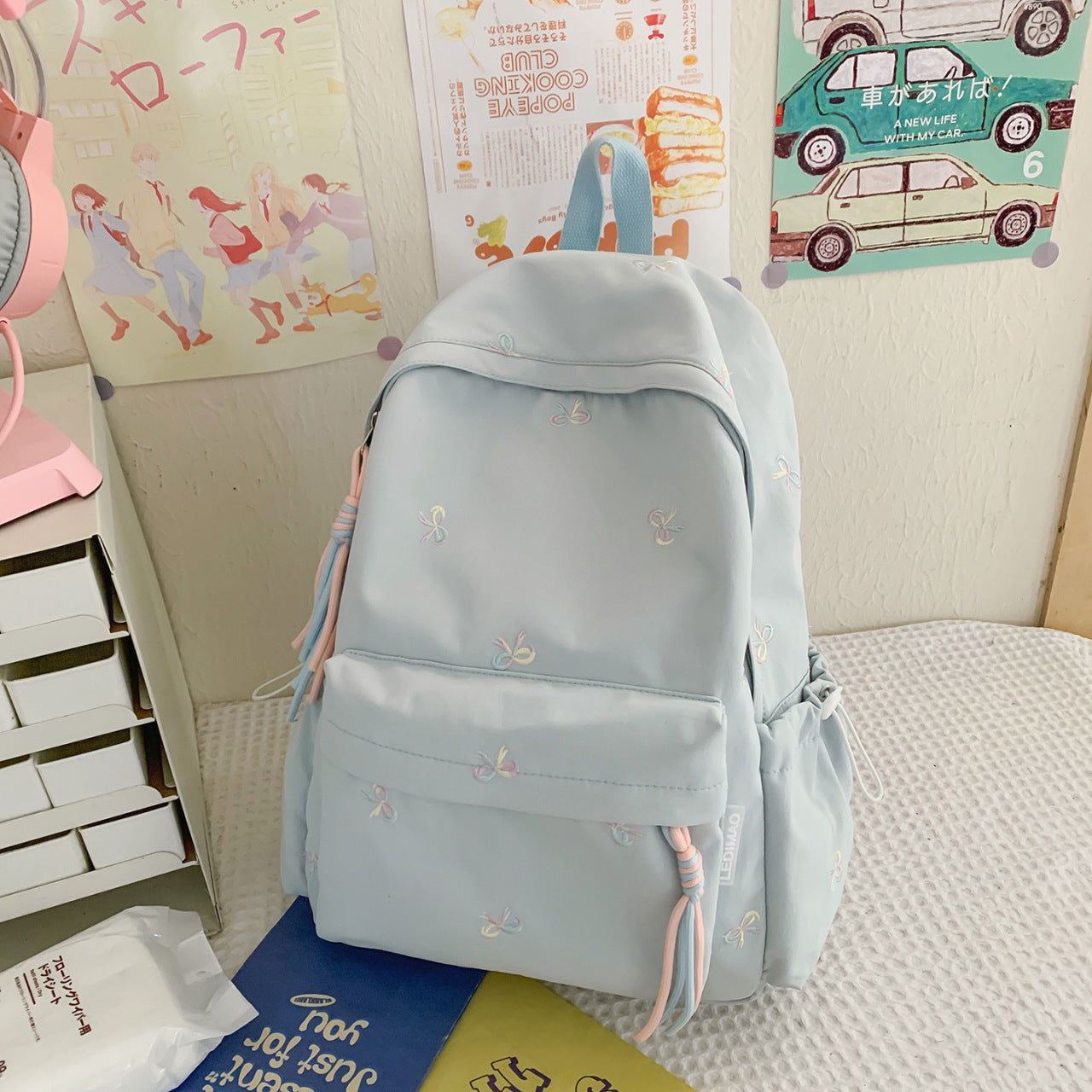 Bestickter Blumenmuster-Schulrucksack