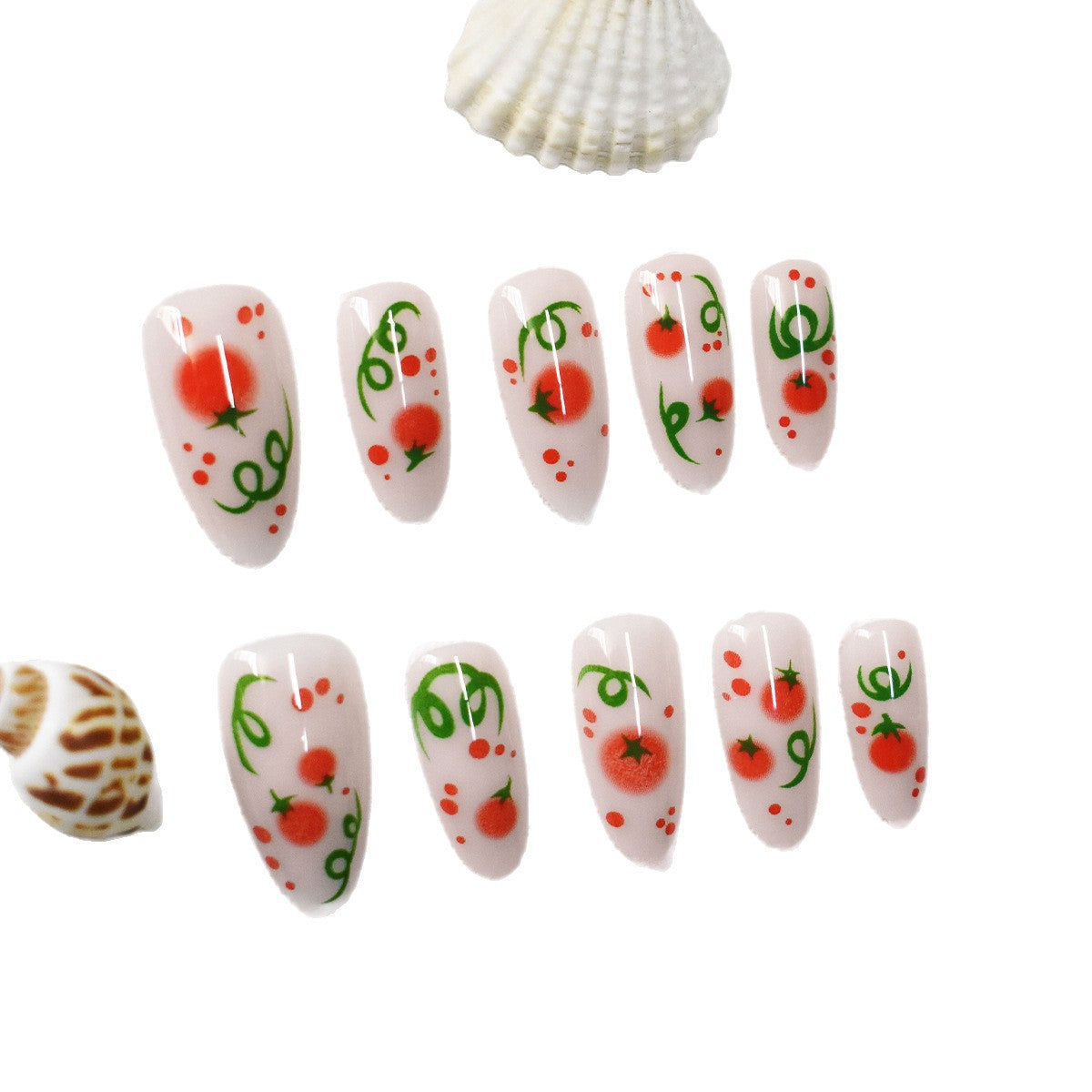 Themen Press-On Nagelkunst mit Tomatenmuster Brehn