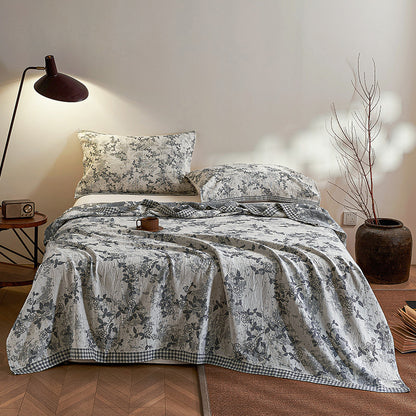 Umkehrbare Baumwoll-Leinen Florale Tagesdecke Set