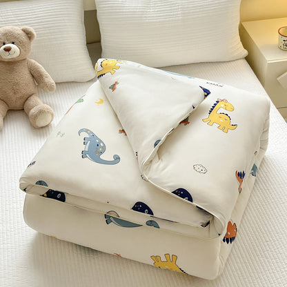 Kinder-Bettwäscheset mit niedlichen Tiermotiven und gesteppter Decke