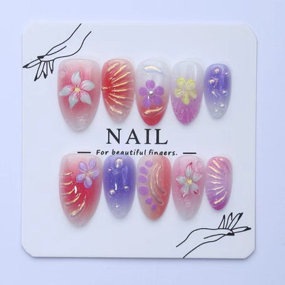 Künstlerische Floral Press-On Nagelkollektion Brehn